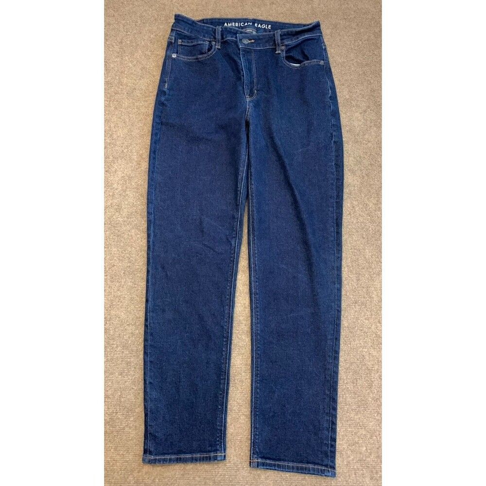 American Eagle Jeans Womens 6 Mid Rise Mom Relaxed Tapered Dark Indigo Y2K Denim